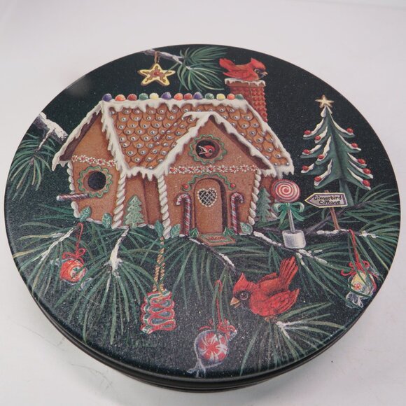 Gingerbread Birdhouse Metal Tin matte finish Cardinal Bird - Picture 1 of 6